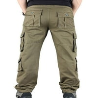 Muške pune boje teretnih hlača, ležerne pantalone za planinarenje patentni pantalona za slobodno vrijeme