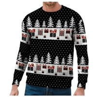 Hanas Muška odjeća Muški casual top božićni print okrugli vrat pulover dugih rukava crni xl