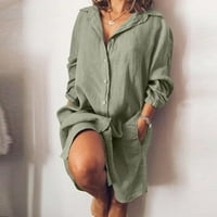 LisingTool haljine za žene Žene Pamučne i posteljine Haljina Ležerne prilike Ležerne prilike Saobave maxi haljine Ženske haljine zelene boje
