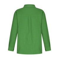 Košulje s dugim rukavima za žene plus veličine Ležerne prilike pune boje pamučna posteljina rever gumb