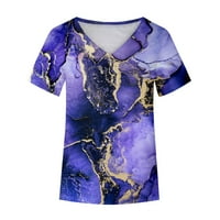 Ženski tiskani kratki rukav Trendy Tie Dye V izrez Majica Labavi Ležerne prilike Summer Comfy Basic