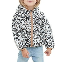 Urmagic 1-5t Baby Boy Girl Leopard podstavljena lagana jakna za kapuljaču na kapuljaču, djeca zimska