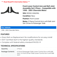 Prednja niža upravljačka ruka i skup sklopa kuglice - kompatibilan sa - Chevy Metro 2000