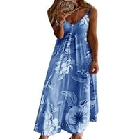 Uhndy Plus size Long Maxi haljina za žene Spaghetti remen gradijentna haljina Casual V izrez Beach Holiday