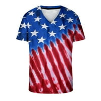 Muška majica Ležerne prilike V-izrez Pulover Fitness Sportske kratke hlače rukave Američka zastava tiskana majica bluza
