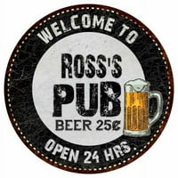 Ross's Pub 14 okrugli metalni znak pivo bar crni zid Decor poklon 100140039108