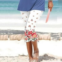 Ženske teretne pantalone sa džepovima Loose Fit Kratki ljetni ženski povremeni cvjetni uzori Capri hlače