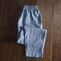 USMIXI ženske pamučne pantalone modne elastične struk plus veličina duge hlače Čvrsto širine noge ravne