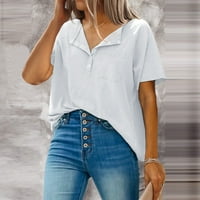 Modne žene Casual Solid Boja kratki rukav O-izrez O-izrez T-majica Bluze