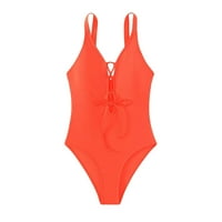 TUPHREGYOW ženski klirens za mršavljenje Hollow Monokini kupaći kostimi Novi stil Slijedeni prozračni prosinjivi izrez kupaći kupališta odijela za bluzu s visokom nogom narančasta L