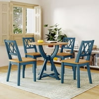 Okrugli stolom za objedovanje, okrugli stol, okrugli stol sa prekrižjima i prekrižjom stolica za ručavanje,