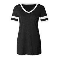 Ženski vrhovi bluza Grafički print kratkih rukava modne žene ljetne V-izrez T-majice Tunic TEE crni