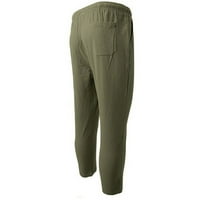 Traperice za muškarce Džepne pamučne pantalone Sportski obrezirani povremeni muški posteljina srednji struk muške hlače Muške casual pantalone zeleno + xxl