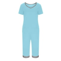 Njoeus ženske pajamane odjeće s kratkim rukavima za spavanje s kratkim rukavima Top Capris Pajama hlače