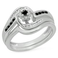 Dazzlingock Collection 0. CARAT 10K Crno-bijeli dijamantni zaručni prsten za angažman CT, bijelo zlato,