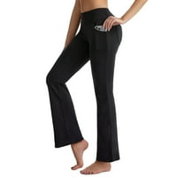 Ženske joge hlače Visoka struka premlaćice široke ravno noge sportske pantalone pantalone sa džepom