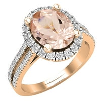 DazzlingRock kolekcija 10x ovalni morgatit i okrugli bijeli dijamantski rušni zaručni prsten za žene