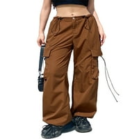 Peyakidsaa žene labave hlače od pune boje elastične crkvene casual široke pantalone za noge sa džepovima