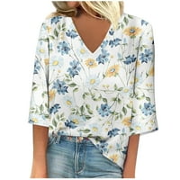Ljeto Plus veličine za žene Trendi ljetni V-izrez za rupu za ispis ležerne majice bluza na klirensu