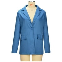 AWDENIO WOMENS Blazer jakne zazor Žene Jednobojni gumb Džepni rekreativni kaput dugih rukava