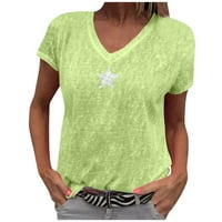 Ženska modna nova ljetna V-izrez Petokraka zvijezda Ležerne kratke majice kratkih rukava