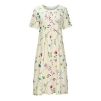 Dan Floleo Mother Day Podaci o ženskom ljetnom ležernom okruglom kratkim rukavima preklopive haljine