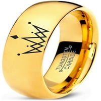 Tungsten Crown Royalty King Queen Diamond Circle Band prsten za muškarce Žene Udobne cipele 18K žute