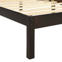 Krevina veličine platforme, krevet na drva sa uzglavljem i jakim nosačem Slat, nije potreban BO Spring, espresso