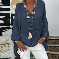 Ženski vrhovi ženske bluze s dugim rukavima Ležerne prilike tiskane majice V-izrez ljetna tunika majica