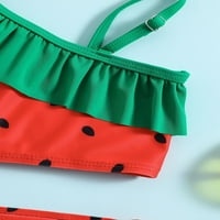 Gwiyeopda Toddler Little Girls kupaći kostimi Bikinis Set Watermelon Print Ruffled Tops Gats