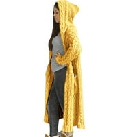 Cardigani za žene plus veličine trawor Women Winter Solid Custom pleteni dugi kapuljač dugački džemper