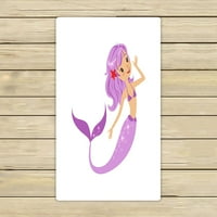 Šareni sirena lik sa ljubičastom kosom i dugim ribljim repnim plažama ručnici za kupanje ručnik za tuširanje