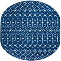 Jedinstveni plemenski plemenski plemenje, oval, 5 '3 8' 0 Navy Plavi prijelazni relis blagovaonica krevet
