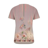 Ženski ljetni cvjetni plus veličina Top i bluza Gumb Up V-izrez kratkih rukava Koznih pamuka Kawaii