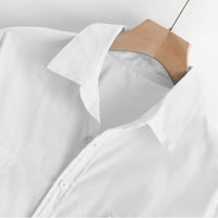 Miluxas muški majica s dugim rukavima prevelizirani čišćenje muške baggy pamučne posteljine džepom čvrstog