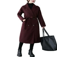 Beiwei Dame Elegantna dvostruka košuljica otvorena prednja topla vuna graška kaputa Žene Solid Color