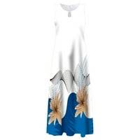 PEDORT Ljetne haljine za žene nagnute slojene haljine s kratkim rukavima plaža s kratkim rukavima plava,