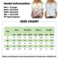 Ženske plus veličine Tors Henley V rect gumb T Majica Cvjetna casual bluza, S-2xl