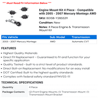 Montažni komplet motora - kompatibilan sa - Mercury Montego AWD 2006