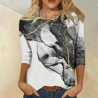 Žene tuničke vrhove grafičke majice Raglan rukav zimski vrhovi stilski dimni mramorni tiskani košulje