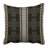 Striped barokni antikni crni s vintage srednjovjekovnom damaskom cvijećem pomicanja lišće jastučni jastuk
