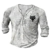 Capreze muns tops gumb T košulje 3D print majica Modni pulover Henry ovratnik siva 3xl