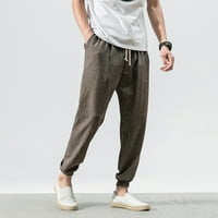 Feternal muške ležerne tanke sportske hlače za gležnjače-dužine posteljine pantalone vrećaste pantalone