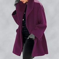 Tking Fashion Womens Cardigan Shawl ovratnik od runa Elegantne mješavine kaputi dugi kaput gornji odjeći