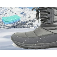 Oucaili Ženske čizme za snijeg Plish Postrosan tople cipele čipke UP zimske čizme na otvorenom MID CALF