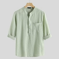 Muška majica Muška ljetna lana za slobodno vrijeme Dugi rukavi Majica TOP bluza Flannel majica za muškarce