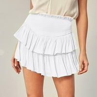 Qolati Žene Smane ruffle mini suknje Ljeto Visoka stručna kratka suknja Slatka pletena a-lina lagana