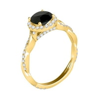 Aonejewelry 1. ct. TTW Interwine Shank Black Diamond Wedding Angažman prsten u 14K čvrstog žutog zlata