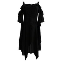 Ljetne haljine za žene V-izrez otisnuta A-line Srednja duljina haljina sa labavim zabavama Crna XL