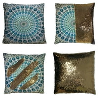 Indijska mandala plava pauna reverzibilna sirena Sequin jastuk na jastuku Početna Dekor jastuk
